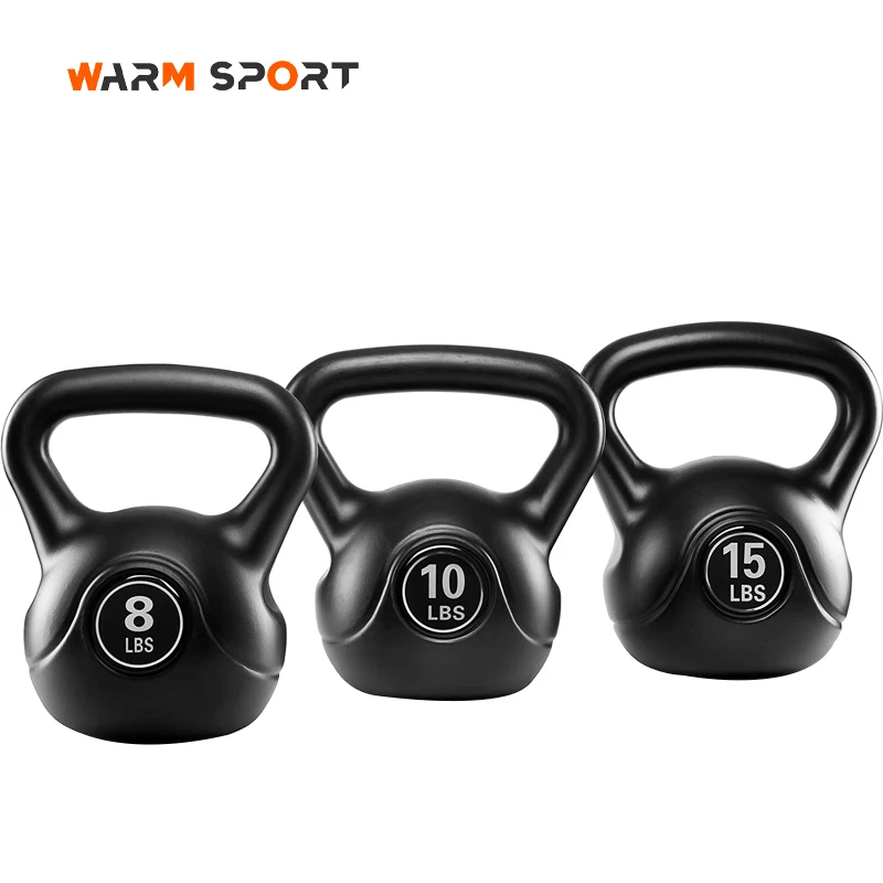 Wholesale Home Gym 2 4 6 8 10 12 KG Fixed Black Plastic Cement Kettlebell For Strength Training
