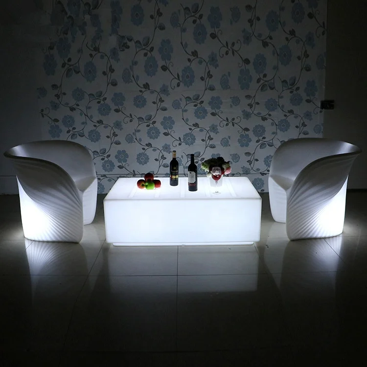 Outdoor modern Glowing Bar Furniture LED Light up Cocktail Table and Chairs Waterproof led Illuminated  furniture