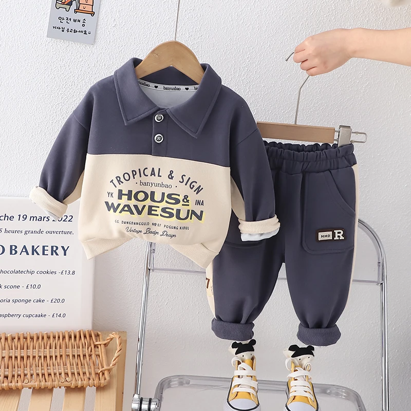 2024 Good Quality Children Clothes Wholesale Sports Wear Long Sleeve Top Casual Trousers Boys Outfits Autumn Kids Clothing