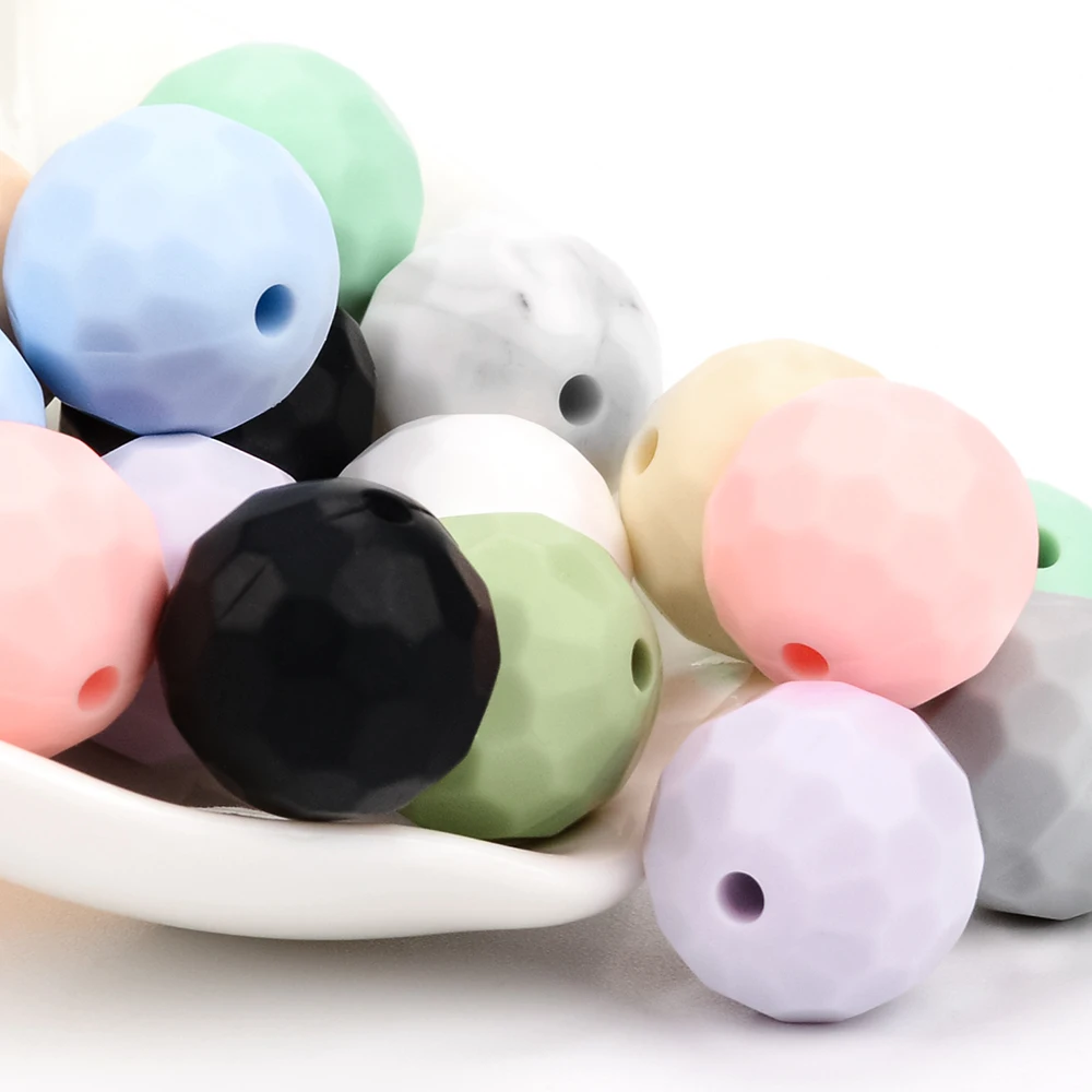 Low Moq Wholesale Baby Teething Soft BPA Free Round Silicone Geometric Beads Multi-color Food Grade Silicone Beads for Pacifier