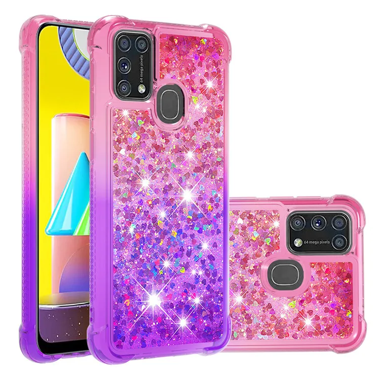 Girl Gradient Color Glitter Case For Samsung Galaxy M31 Liquid Quicksand Back Cover Bag