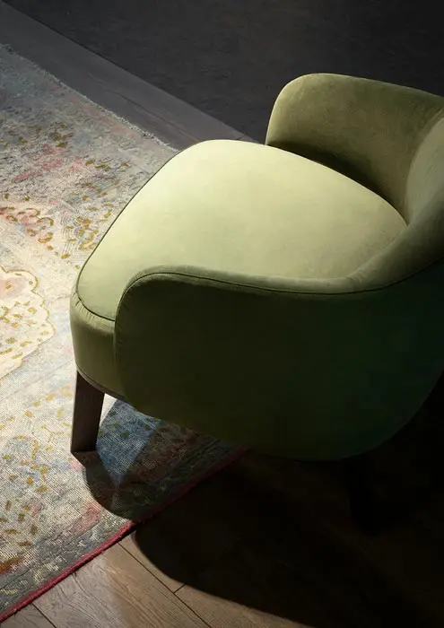 
Solid wood green soft fabric living room sofa chair 