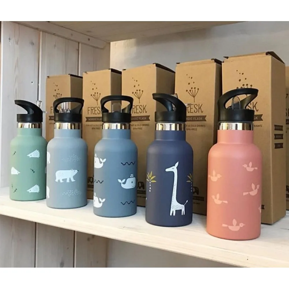 Лидер продаж Детская Бутылочка с героями мультфильмов 12 унций двойная стенка из нержавеющей стали Вакуумная бутылка-термос для детей