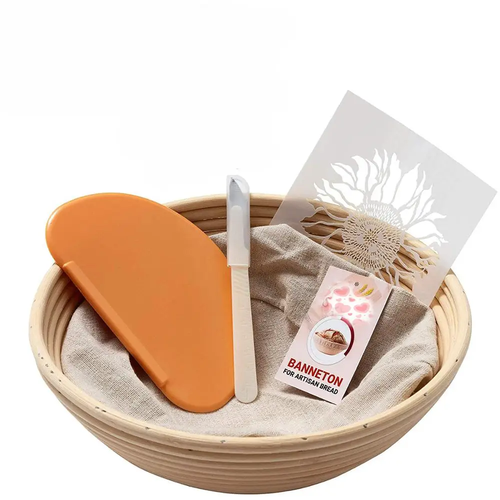 10 дюймовый круглый проверок корзин хлеба Banneton с Силиконовый кондитерский коврик для выпечки хлеба, пластиковые тестовых и кондитерских изделий