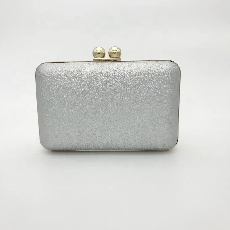 
Fancy Best Selling Style Vintage Purse Handmade Silver Shiny PU Leather Clutch Bag With Metal Frame Women Evening Dress Bag 