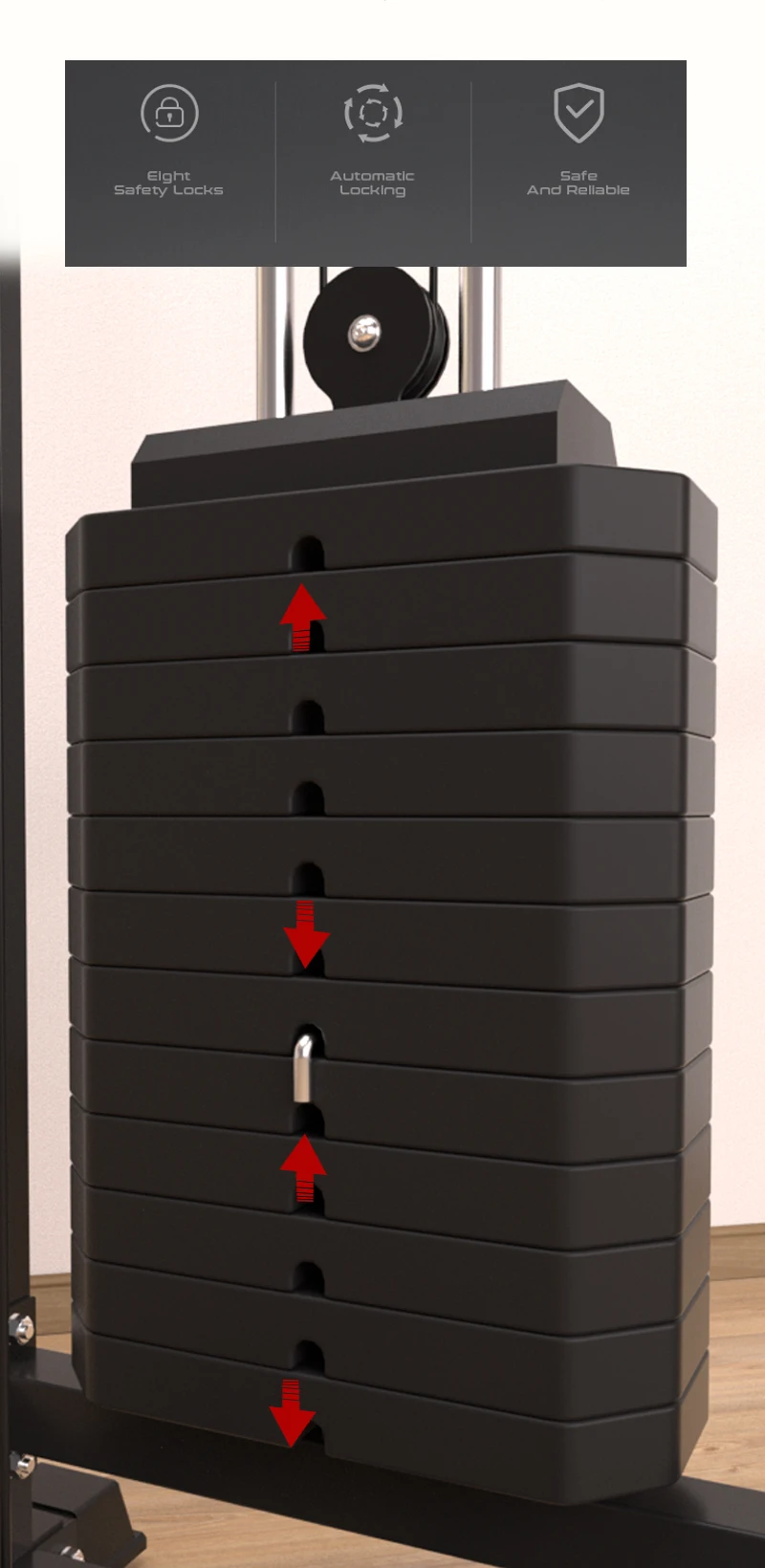 Multi function black color metal single cable crossover lat pull down machine power rack for gym fitness equipment