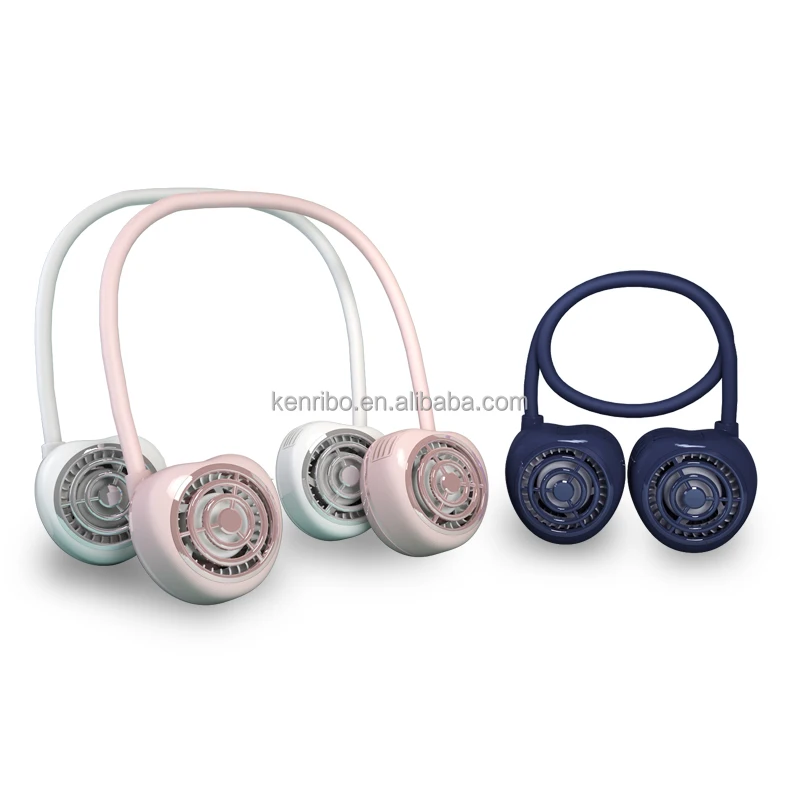 mini personalized electric usb rechargeable cool hang neck fan portable leafless cooling fan wearable bladeless hanging neck fan