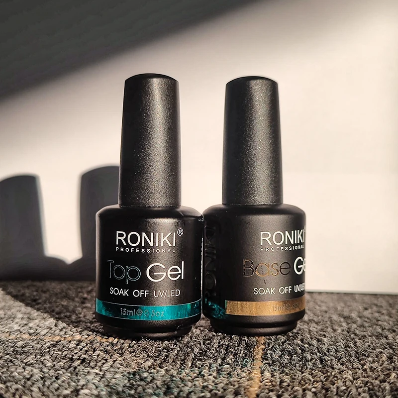 RONIKI 15ml uv led gel no wipe top coat rubber base coat matte base top gel