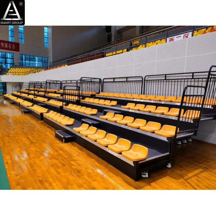 4 Rows 6m  High quality Indoor retractable bleachers with Low backrest seats  for badminton courts project