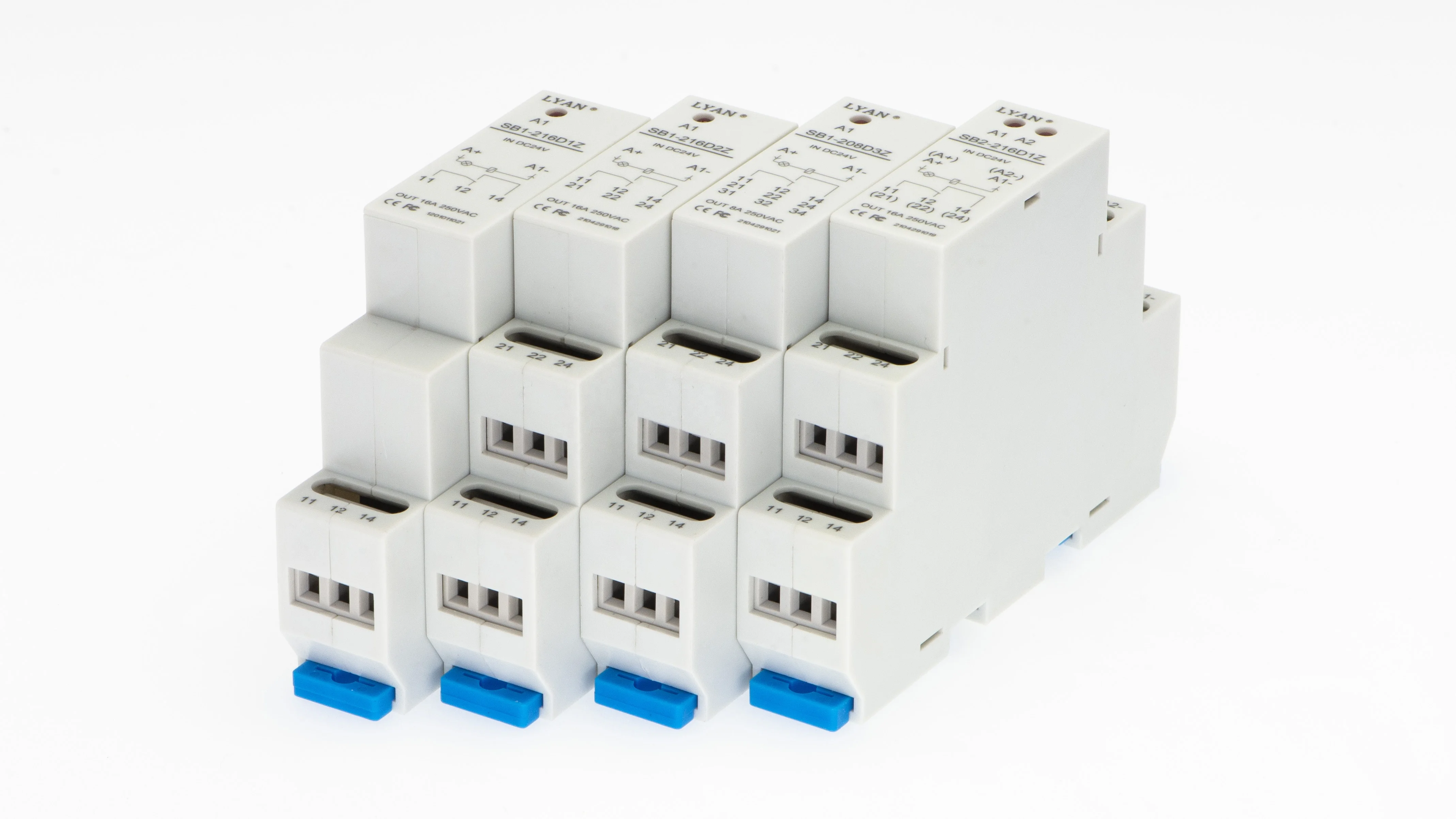
LYAN product one road, 250VAC/16A, one coil, rail type, screw, high quality auto relay, SB1-216D1Z 