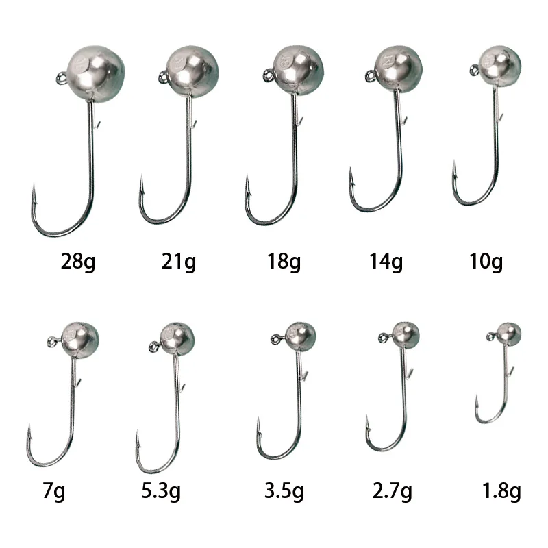 Tungsten Jig Heads Fishhook for Lure Fishing Tungsten Football Jig Head Round Ball Jig Head Stainless Steel Hook Bass Pike Carp