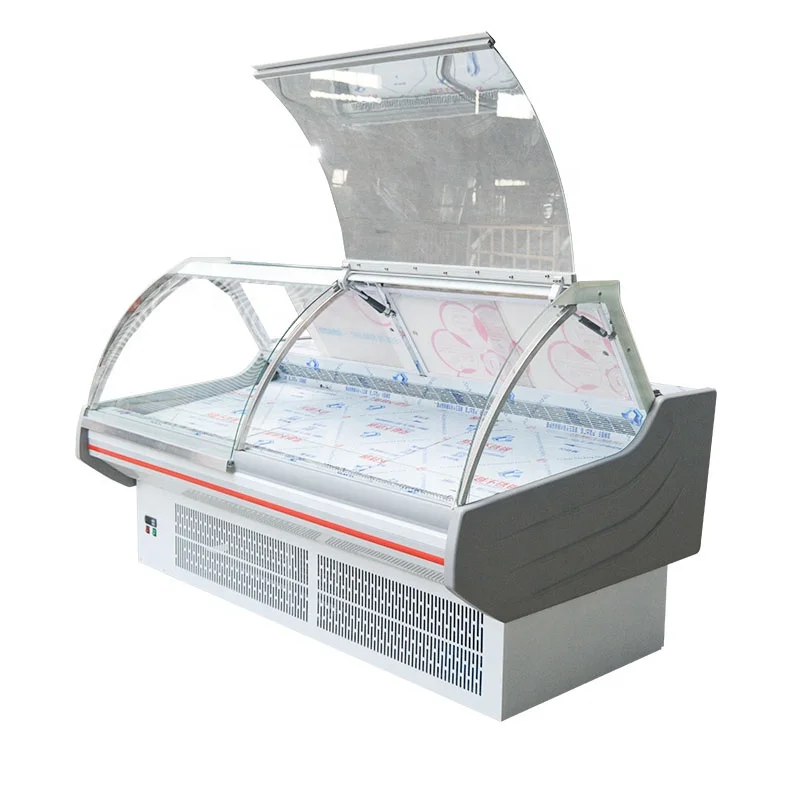 Ice Cream Scoop Curved Glass Refrigerator Continuous Display Chest Freezer Showcase Compress Chillers
