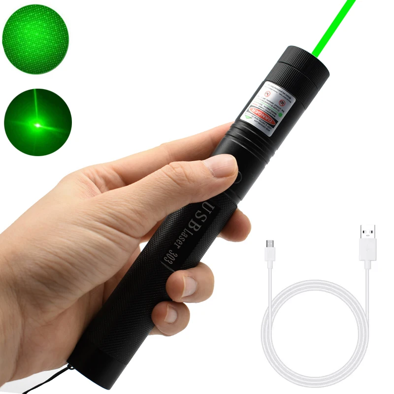 Pet Cat Toy 303 Stars Laser Green Sight USB Charge Flashlight Red Blue Green Laser Pointer 303 Pen