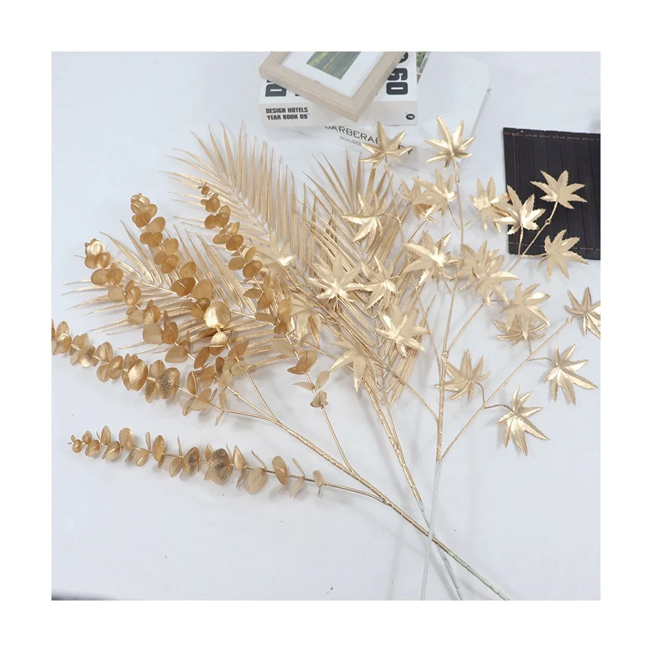 Sell like hot cakes Artificial flowers for the wedding party golden simulation flower  Plastic Handmade gold centerpiece tall