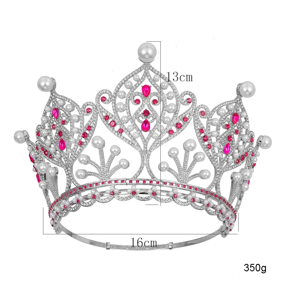 Luxury Queen Tiara Large Adjustable Alloy Crown for Girls Full round Fashionable Hair Accessory Wedding Pageant Party Festivals