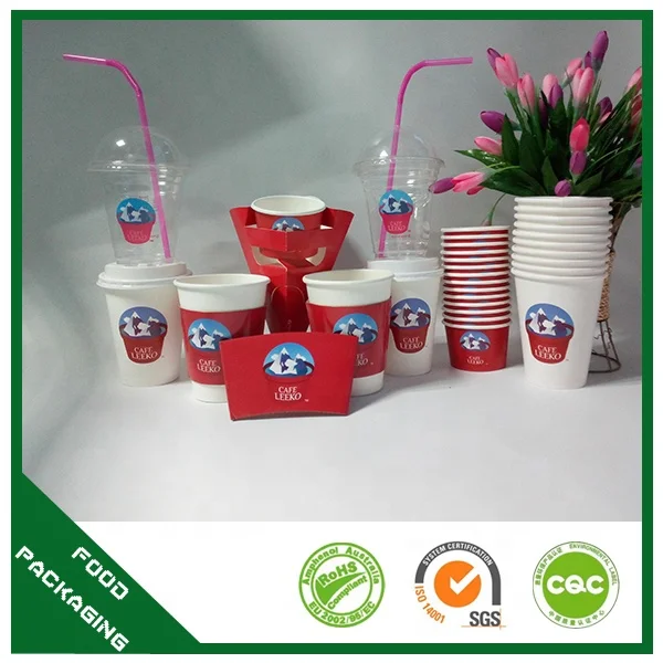 Disposable print plastic Cup  12 16 20 24oz  Custom Logo PET Clear Plastic Cups With Dome Lids