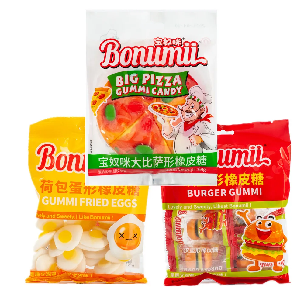 Оптовая продажа, восхитительные жевательные привлекательные конфеты для пиццы, гамбургера, яйца