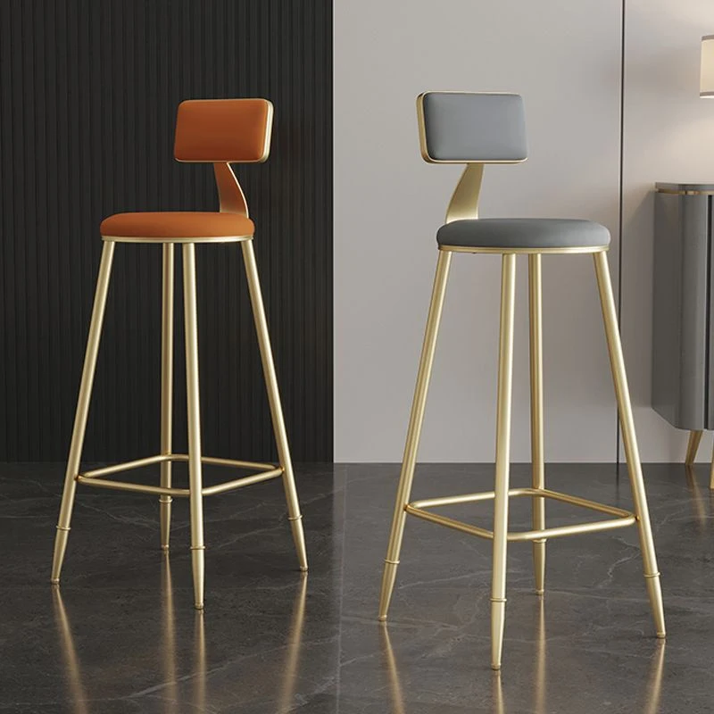 Velvet Bar Counter Stool Home Modern Minimalist Gold Metal High Bar Chairs Iron Leg Bar Chair