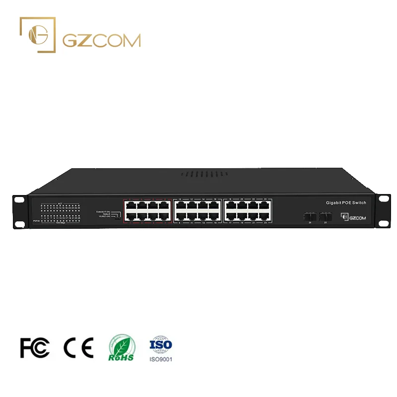 26 Ports 400W Gigabit PoE Switch 24*10/100/1000M PoE Ports + 2*10/100/1000Mbps SFP Ports for IP Camera CCTV