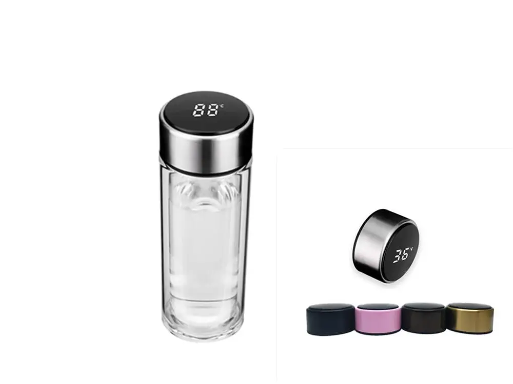 
Double walledl intelligent temperature sensing high borosilicate glass with stainless steel cover 