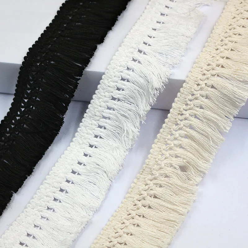 wholesale colorful High Quality 100% Cotton Tassel 4cm Wide Cotton Fringe Lace Trim Accessories sewing supplies