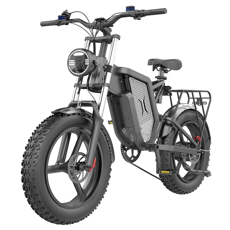 Angelol Fat Tire Electric Mountain E Bike Big Power 1000W 48V Mid Drive Motor Dual Suspensions Electric Fat Bike For Adults