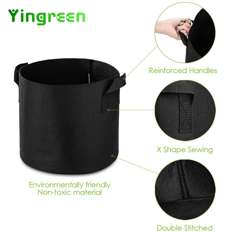 Yingreen New Arrival Customized 1 3 5 7 10 15 20 30 Gallon Non Woven Fabrics Grow Bag Plant Seedling pot