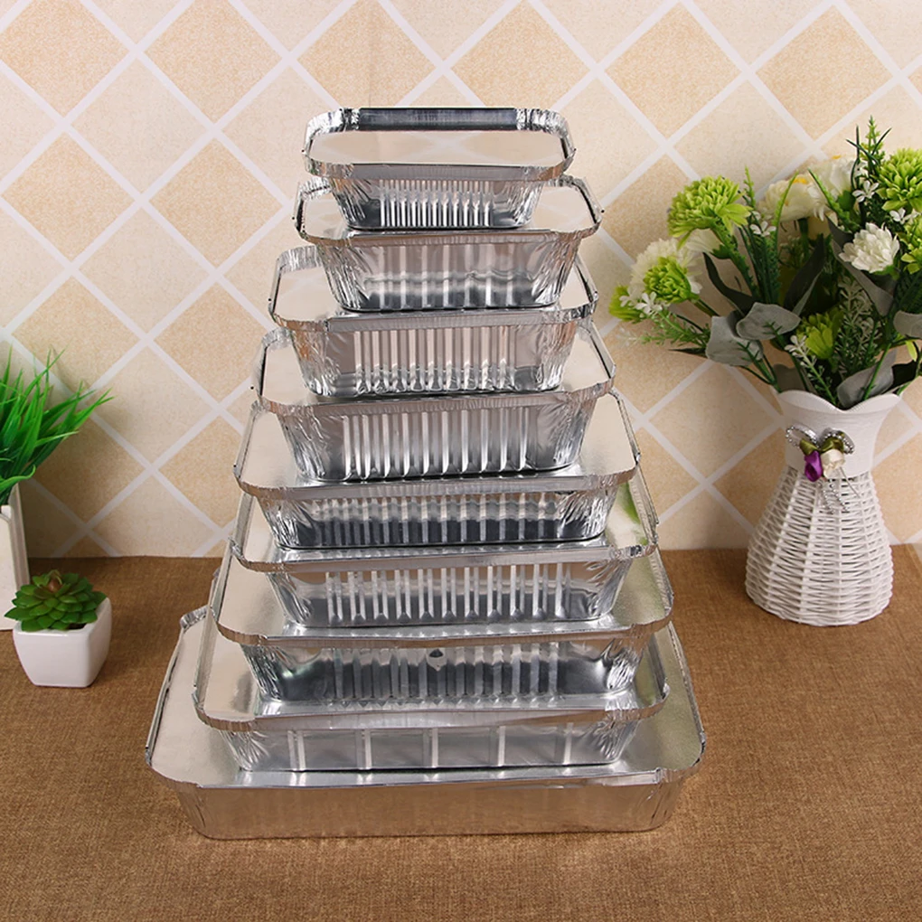Wholesale uk market tamper proof food thick no2 8x4x2 aluminium foil container sets with plastic cover