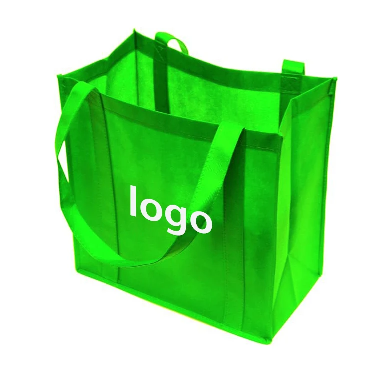 Eco-Friendly Grocery Gifts Stand Up Bottom Recycled Green Tote 100% Non-Woven Polypropylene Shopping Bags