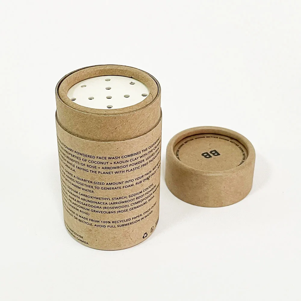 Luxury high quality  kraft paper tube container with shaker cosmetic