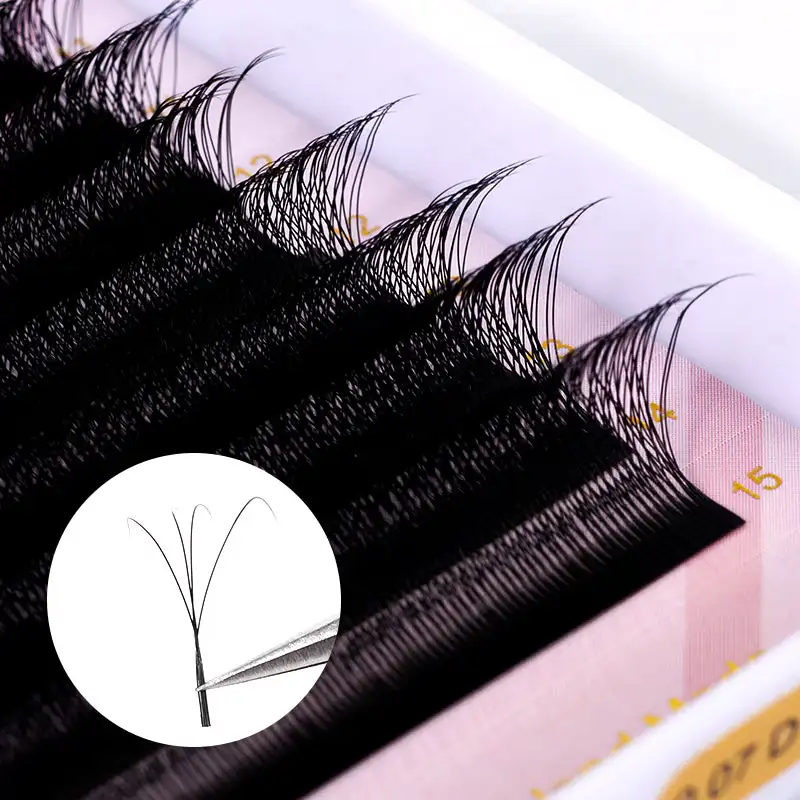 W V Y Shape Volume Eyelash Extension Individual False Eyelashes 3d 4d Clover Lashes Private Label Lash Extensions