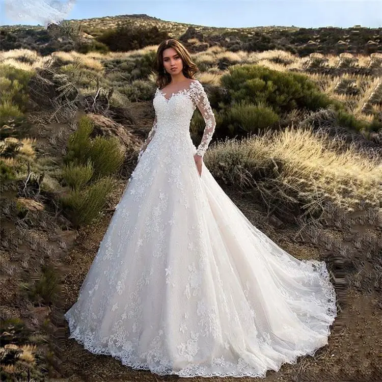 Wedding Dress Bridal Gowns for Womens Long Sleeve One Shoulder Bridal Wedding Dresses
