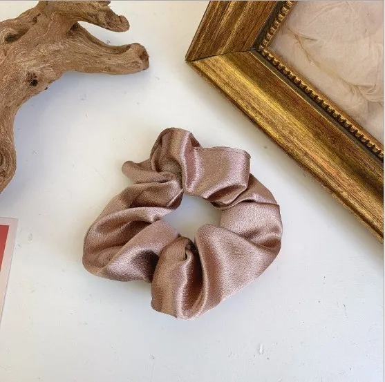 Style shan guang rong Satin Solid Color Intestine Hairband Hot Selling Large Intestine Ring Up-do Meatball Head Released Circle