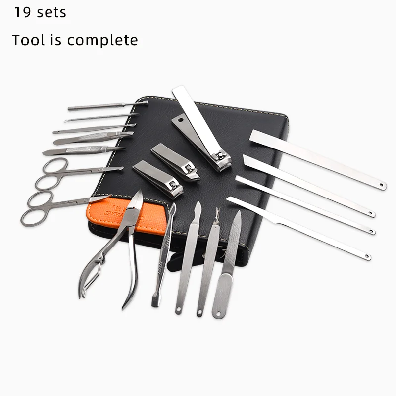 life of high quality stainless steel nail clipper set 19-piece  nail beauty dead skin Eagle nose pliers pedicure knife gift Kit