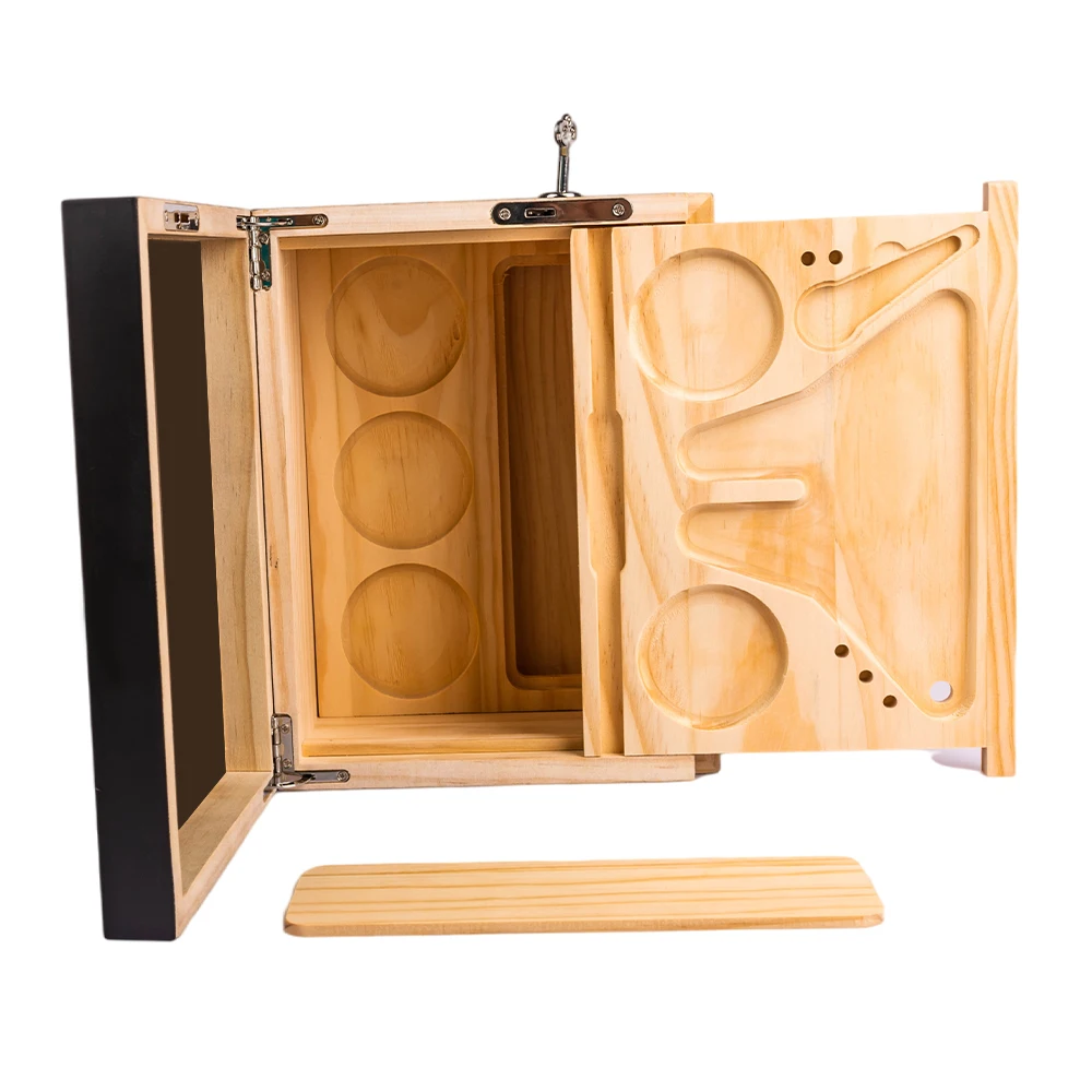 wood stash box with rolling tray storage boxes Bamboo wood cigarette case black box with tray