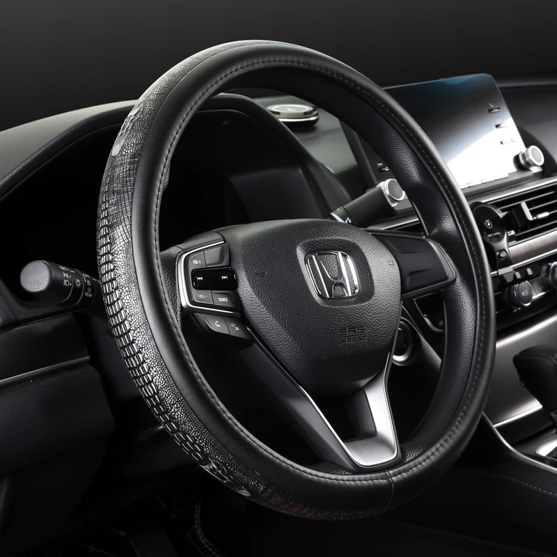 
New Design Crocodile Alligator Leather Car Steering Wheel Cover Auto Interior Accessories 