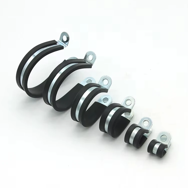 Quick locking pipe clamp rubber Lined P Clips rubber R types of  hose clamp Single ear metal rubber hose clamp