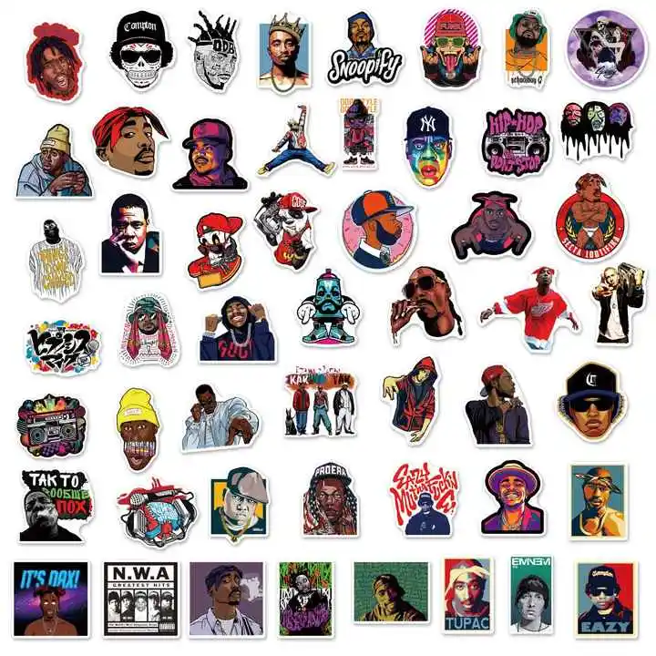 Wholesale 50Pcs Hip Hop Rap Graffiti Decorative Stickers Label For Luggage Laptop Guitar Scrapbook Skateboard Waterproof Sticker