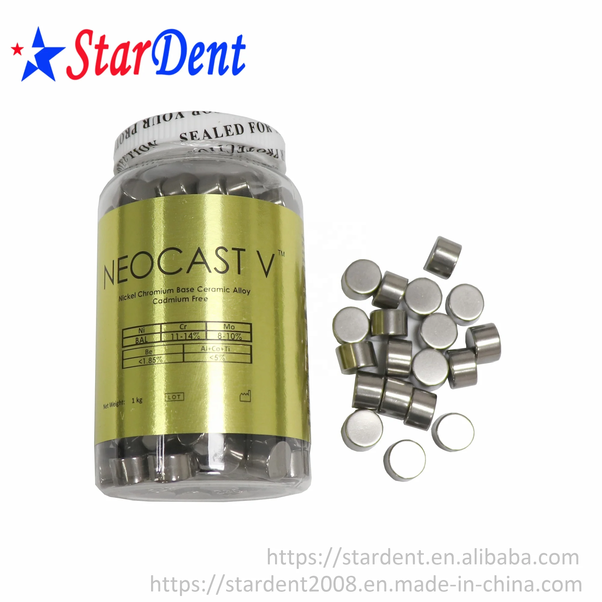 Dental Lab with High Quality Dental Material Denture Alloy Ceramic Alloy for Casting Steel Teeth Use in