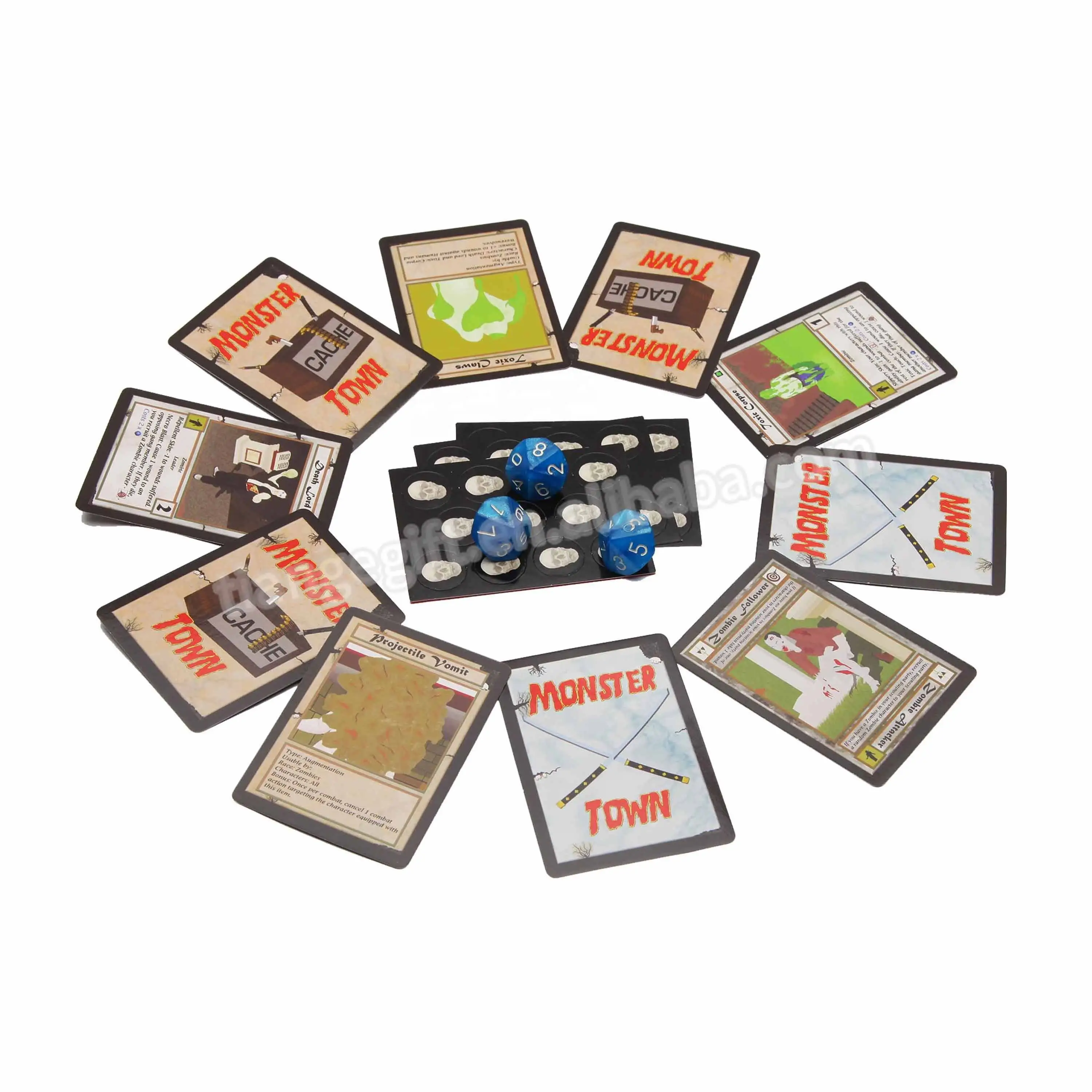 Customized black paper zombie party with dices board games memory card games kids