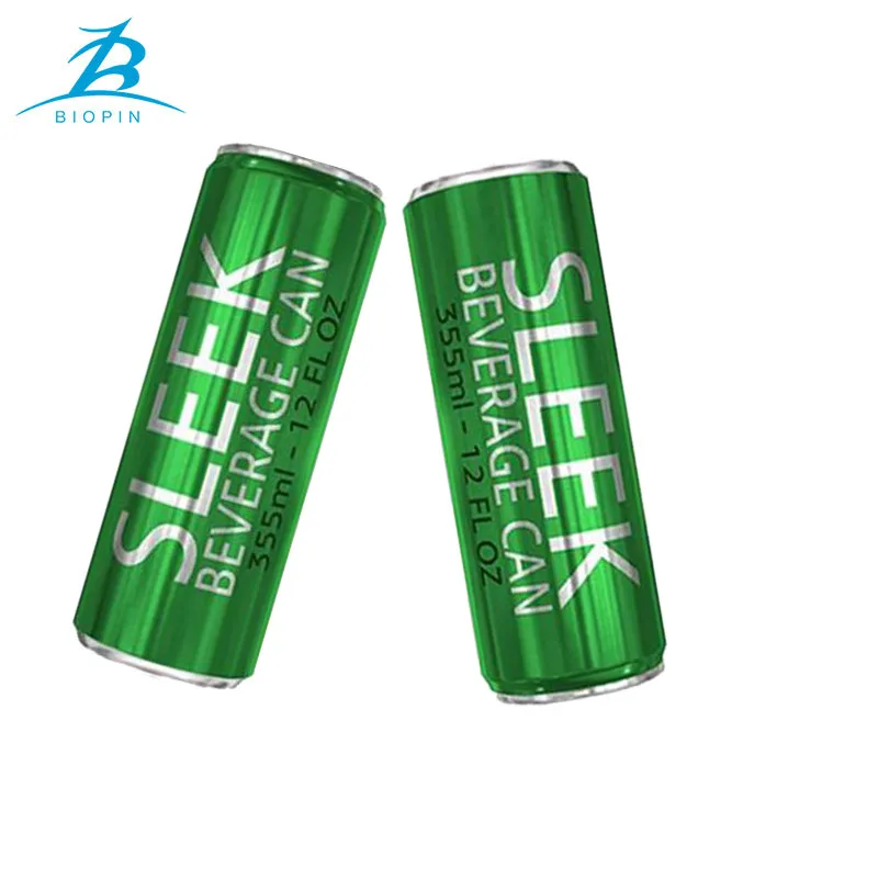 Empty printed 12oz metal aluminum can 355ml sleek cans with 202#SOT lid for soda energy drink beverage beer packaging