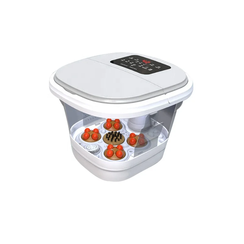 Multifunction Portable Pedicure Basin Heated Infrared Shiatsu Air Bubble Foot Stone Bath Massager for Spa