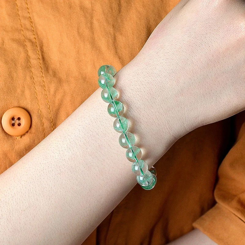 ArthurGem Rare Top Quality 10mm Pyramid Shape Green Phantom Quartz Bracelets Natural Phantom Quartz Gemstone Bracelet for Women