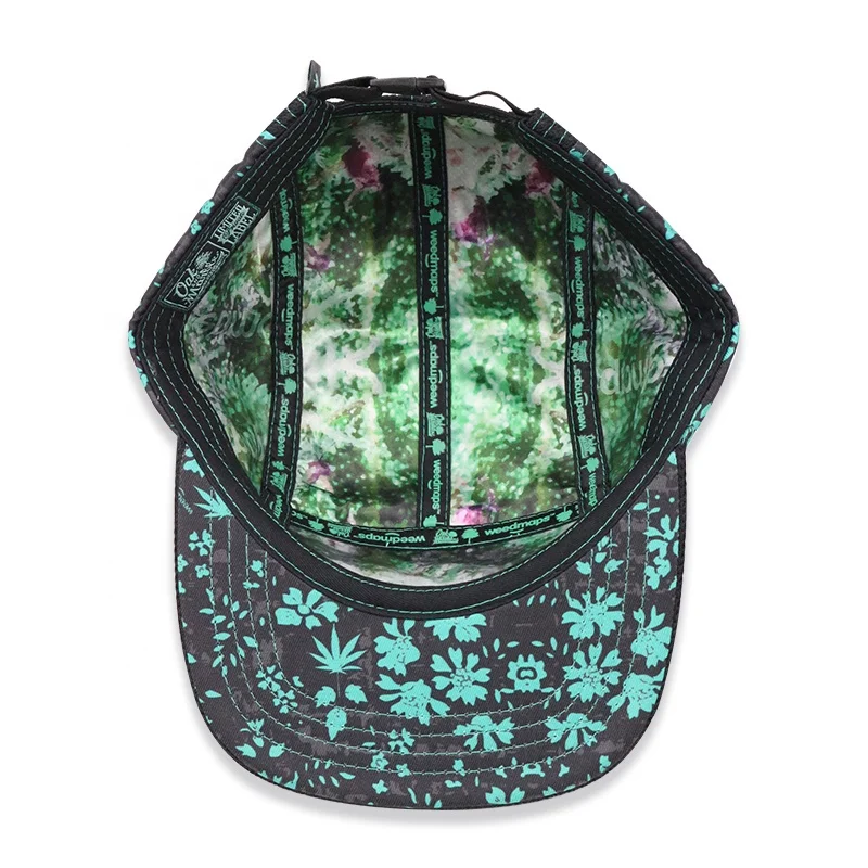 Custom Leather Badge Logo Promotional fashion 5 panel camp hat cap blank men