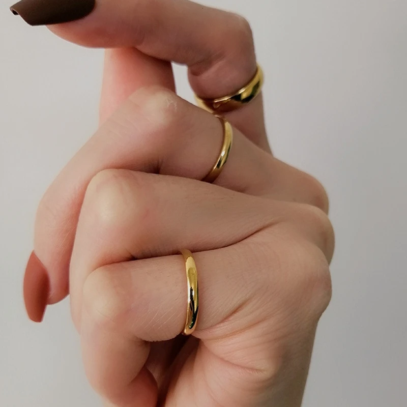 MICCI Wholesale Custom High Polished Minimalist Jewelry 2mm 4mm Titanium Stainless Steel Simple Blank Gold Thin Ring for Women