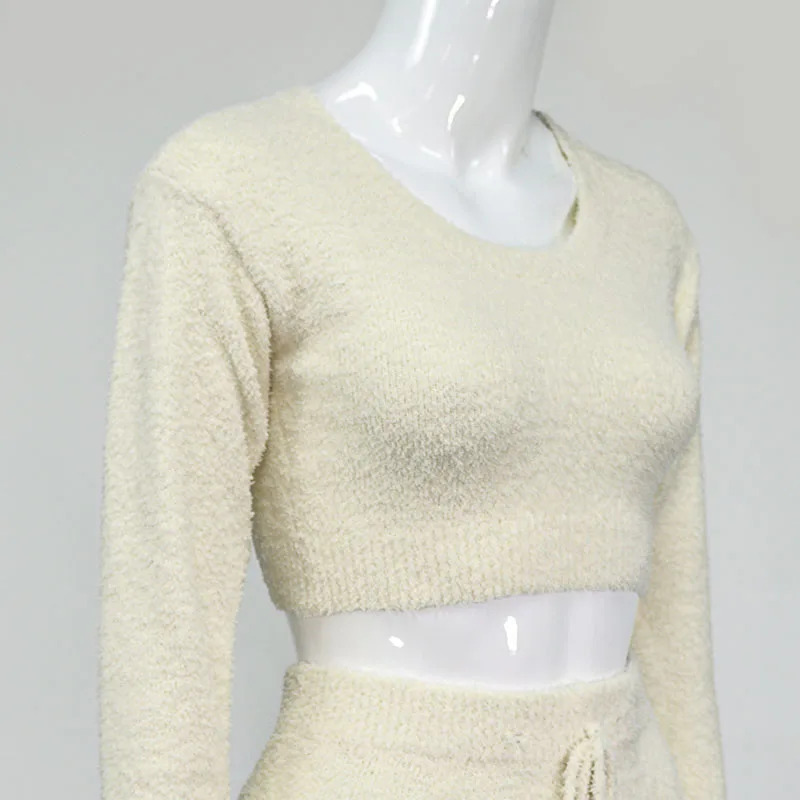 Комплект для отдыха Женский Повседневный уютный пижамный комплект флисовая трикотажная одежда с длинным рукавом для отдыха