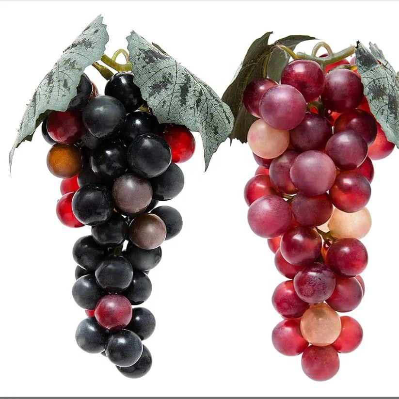 long Bunch Lifelike Artificial Plastic 48Grapes Fake Fruit Food Home Decoration