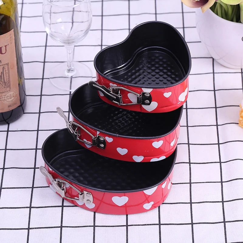  Heart Shape Cake Pan Set of 3 Baking Mould Springform with Removable