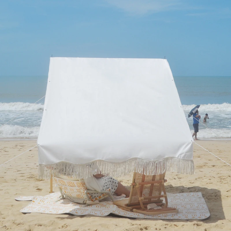 Lightweight Camping Outdoor Luxury Stretch Beach Shelter Sun Shade Tent Beach Tent White