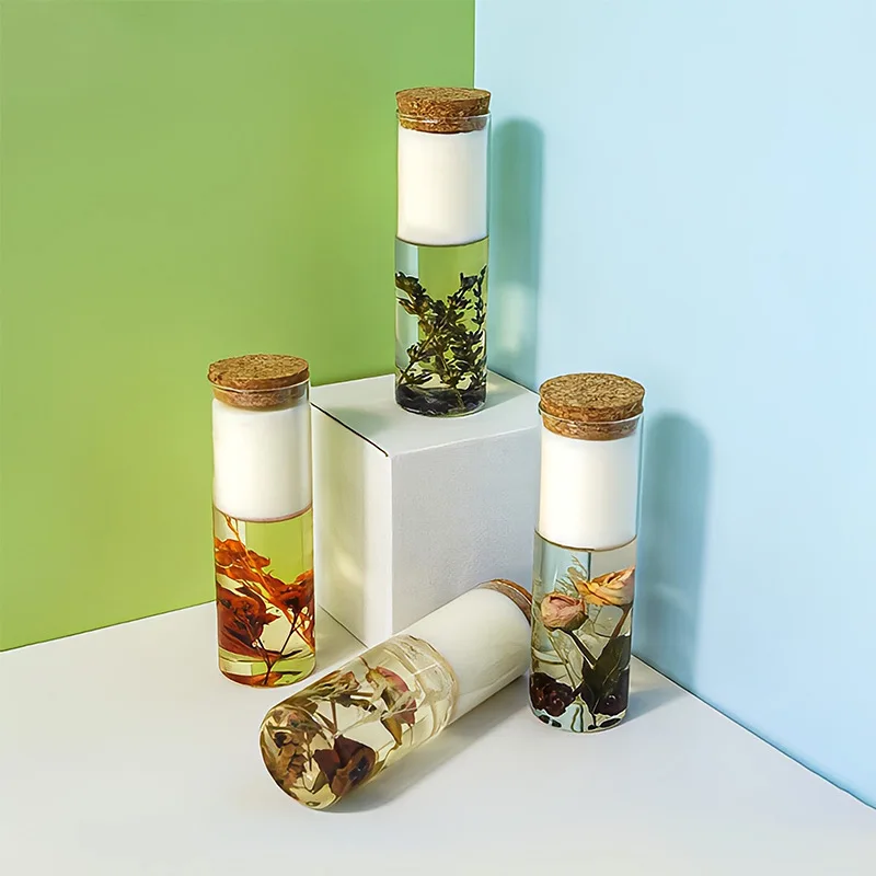 Luxury Floral Scented Candle Beeswax and Palm Wax Pillar Candles in Glass Jars with Lids Scented Soy Wax Candle